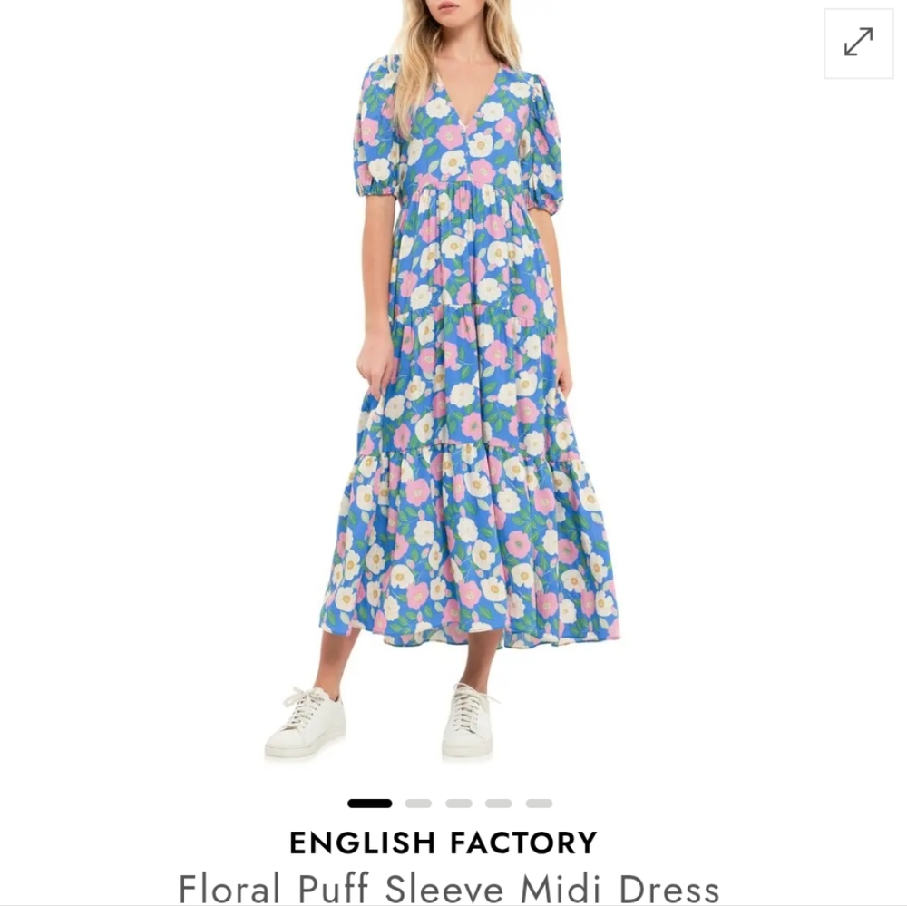 English Factory Spring Floral Puff Sleeve Maxi  Dress - 2X